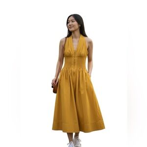 Anthropologie Mustard Midi Dress